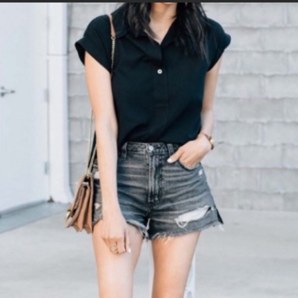Abercrombie & Fitch Annie High Rise Distressed Charcoal Shorts Size 32/14